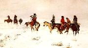 Charles M Russell Lost in a Snow Storm-We are Friends china oil painting reproduction